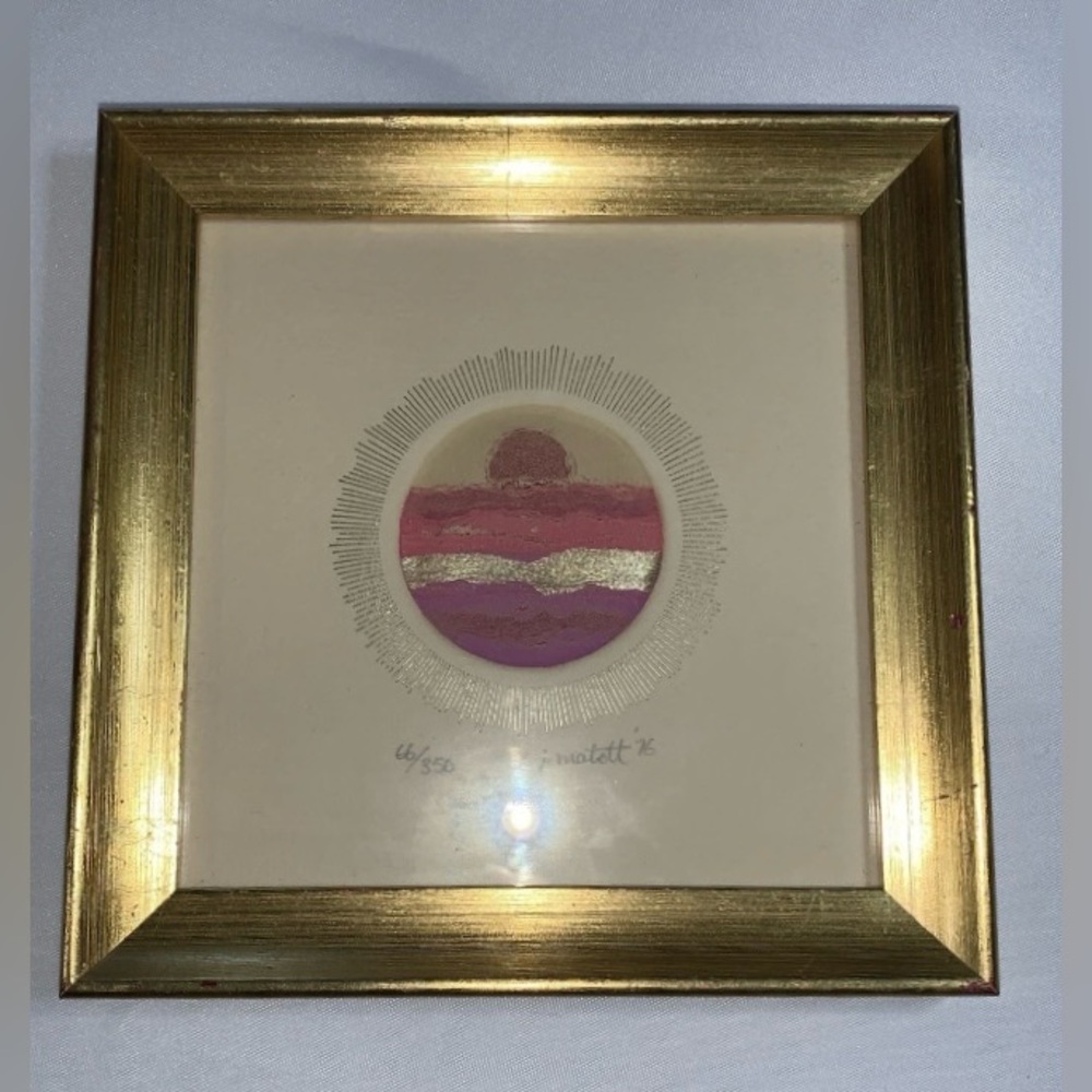 Jack Matott Intaglio Art Print Christmastide Gold Frame Numbered signed dated
